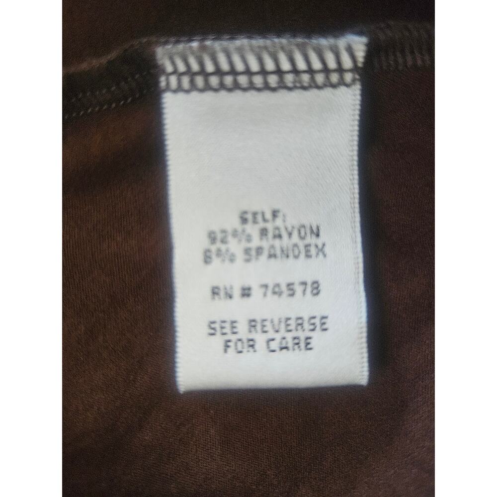 Cache Brown With Gold Silver Print Bodycon Dress Sz M Stretchy V Neck - Picture 10 of 10